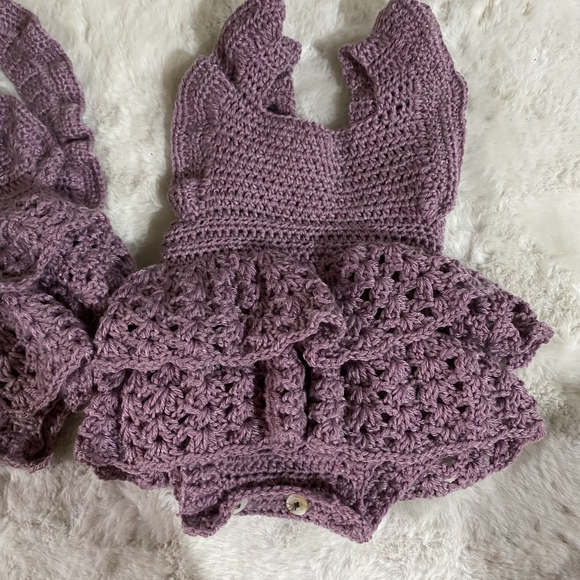 Purple Crochet Baby Romper